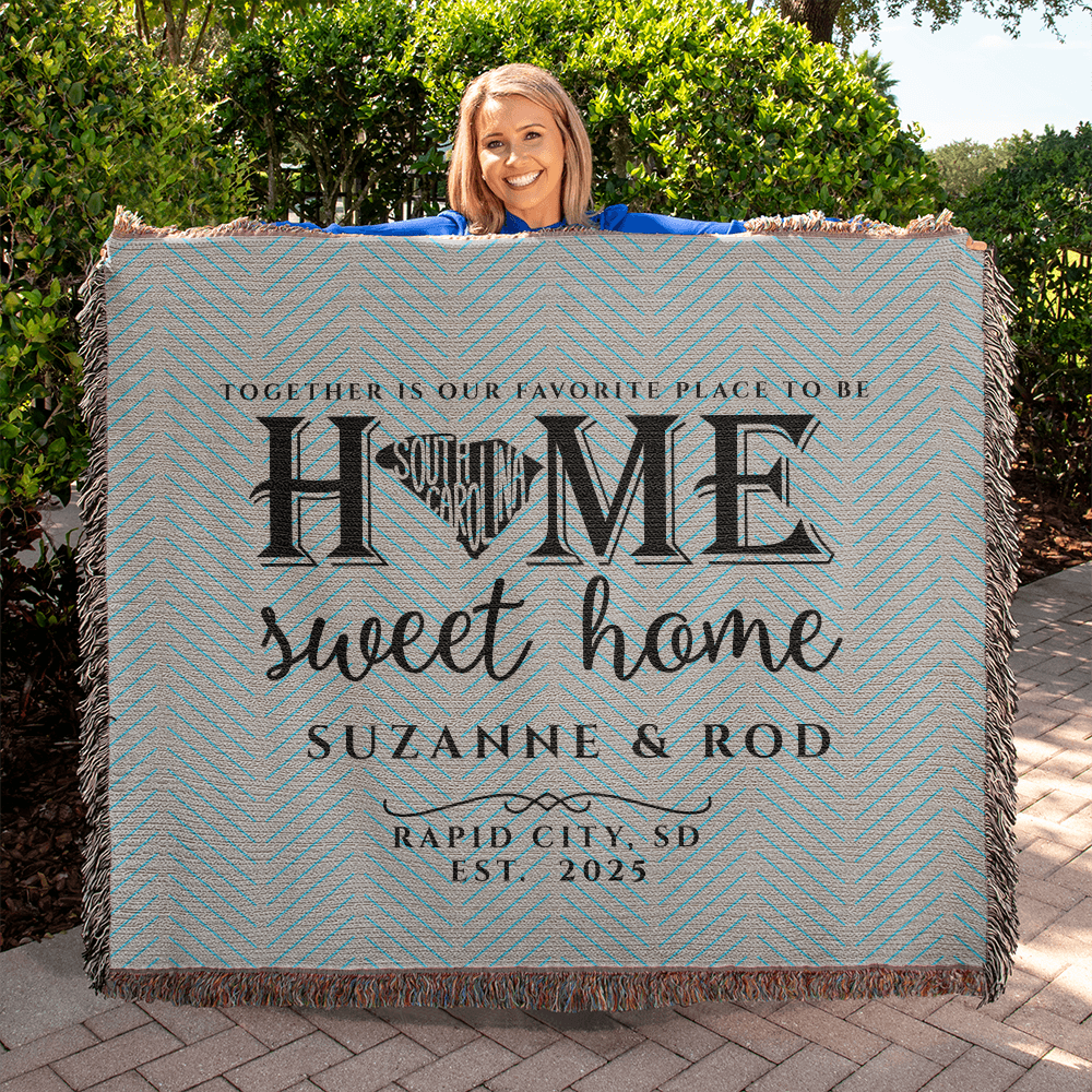 Personalized South Dakota State Woven Blanket – Custom Home Gift for Couples