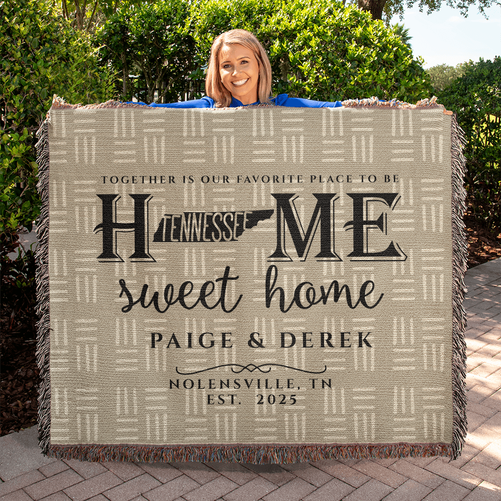 Personalized Tennessee State Woven Blanket – Custom Home Gift for Couples