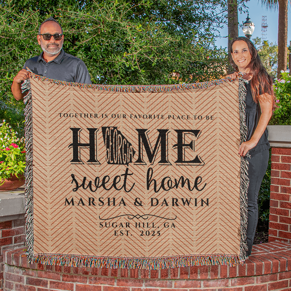 Personalized Georgia Woven Blanket – Custom Home State Throw with Name & Location