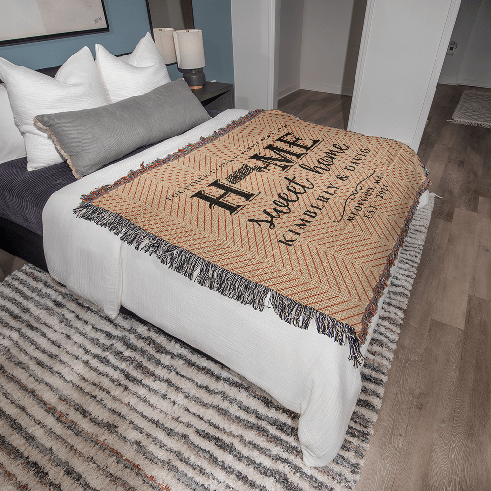 Personalized Massachusetts Woven Blanket – Custom Home State Throw with Name & Location