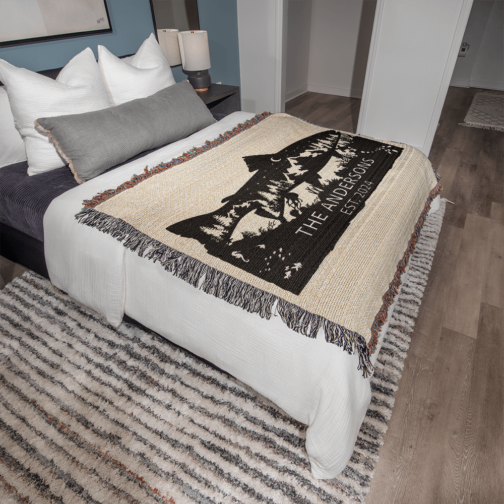 Personalized Salmon Trout Woven Blanket – Custom Monogram Family Name Throw Gift