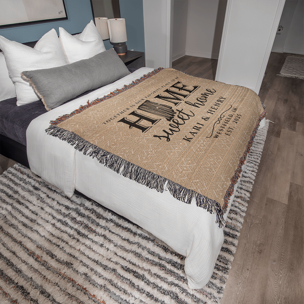 Personalized Indiana Woven Blanket – Custom Home State Throw with Name & Location