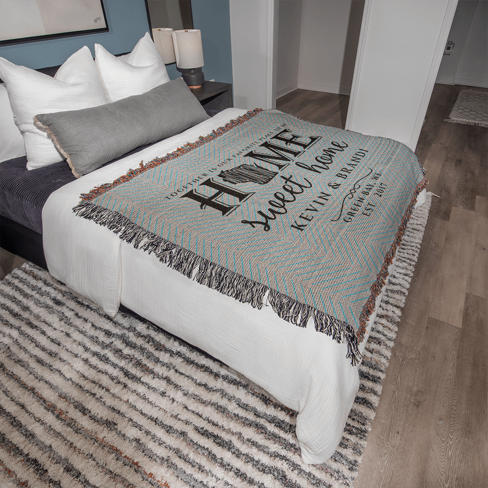 Personalized Wisconsin State Woven Blanket – Custom Home Throw for Couples