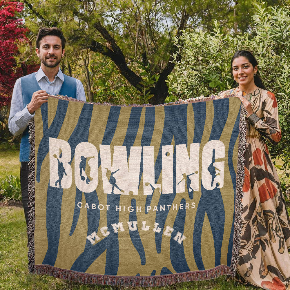 Personalized Bowling Woven Blanket Throw – Custom Bowler Gift