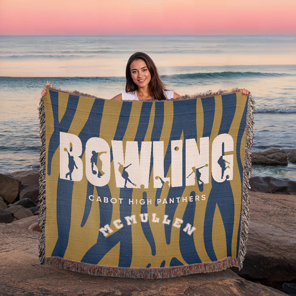 Personalized Bowling Woven Blanket Throw – Custom Bowler Gift