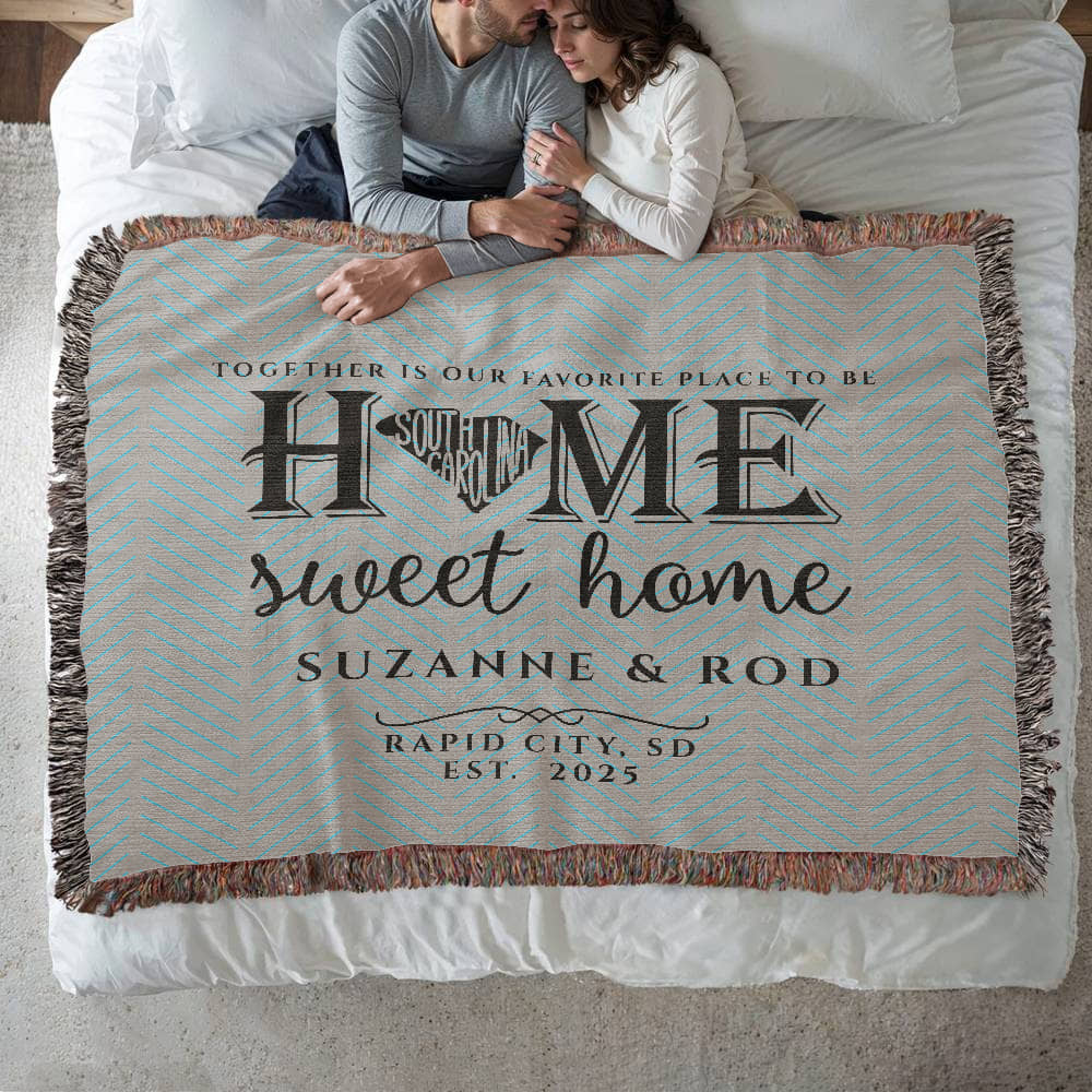 Personalized South Dakota State Woven Blanket – Custom Home Gift for Couples
