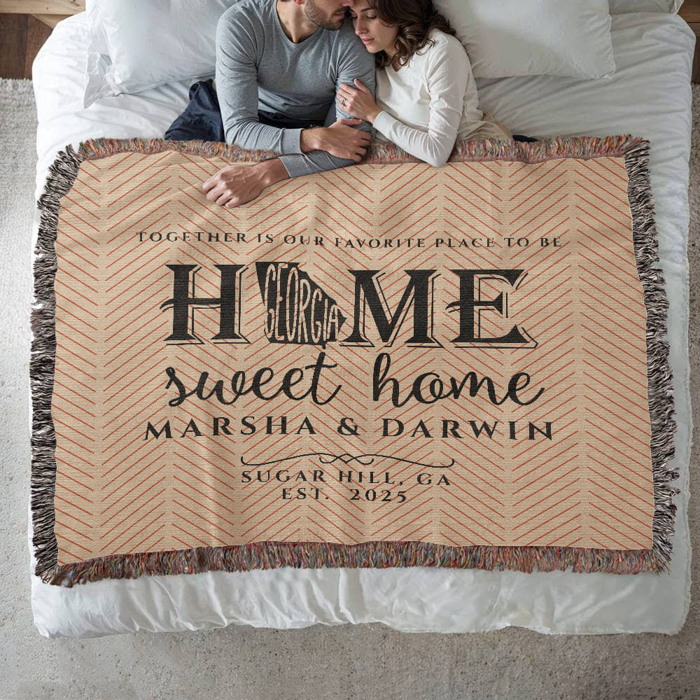Personalized Georgia Woven Blanket – Custom Home State Throw with Name & Location