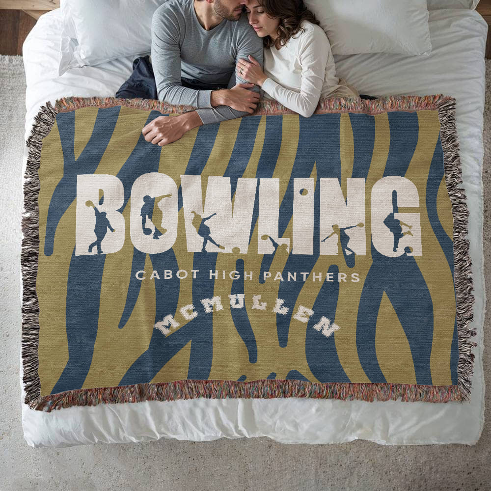 Personalized Bowling Woven Blanket Throw – Custom Bowler Gift