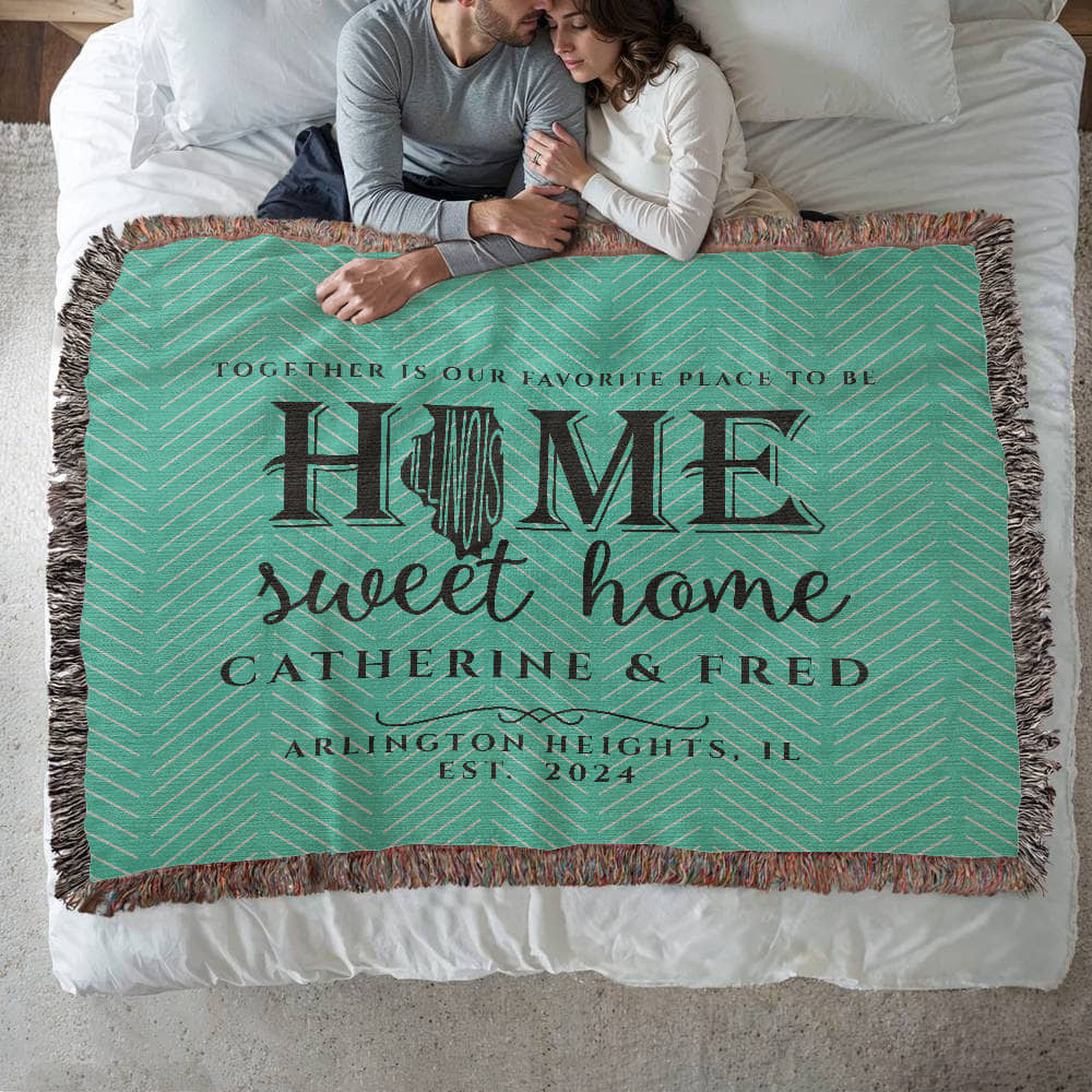 Personalized Illinois Woven Blanket – Custom Home State Throw with Name & Location