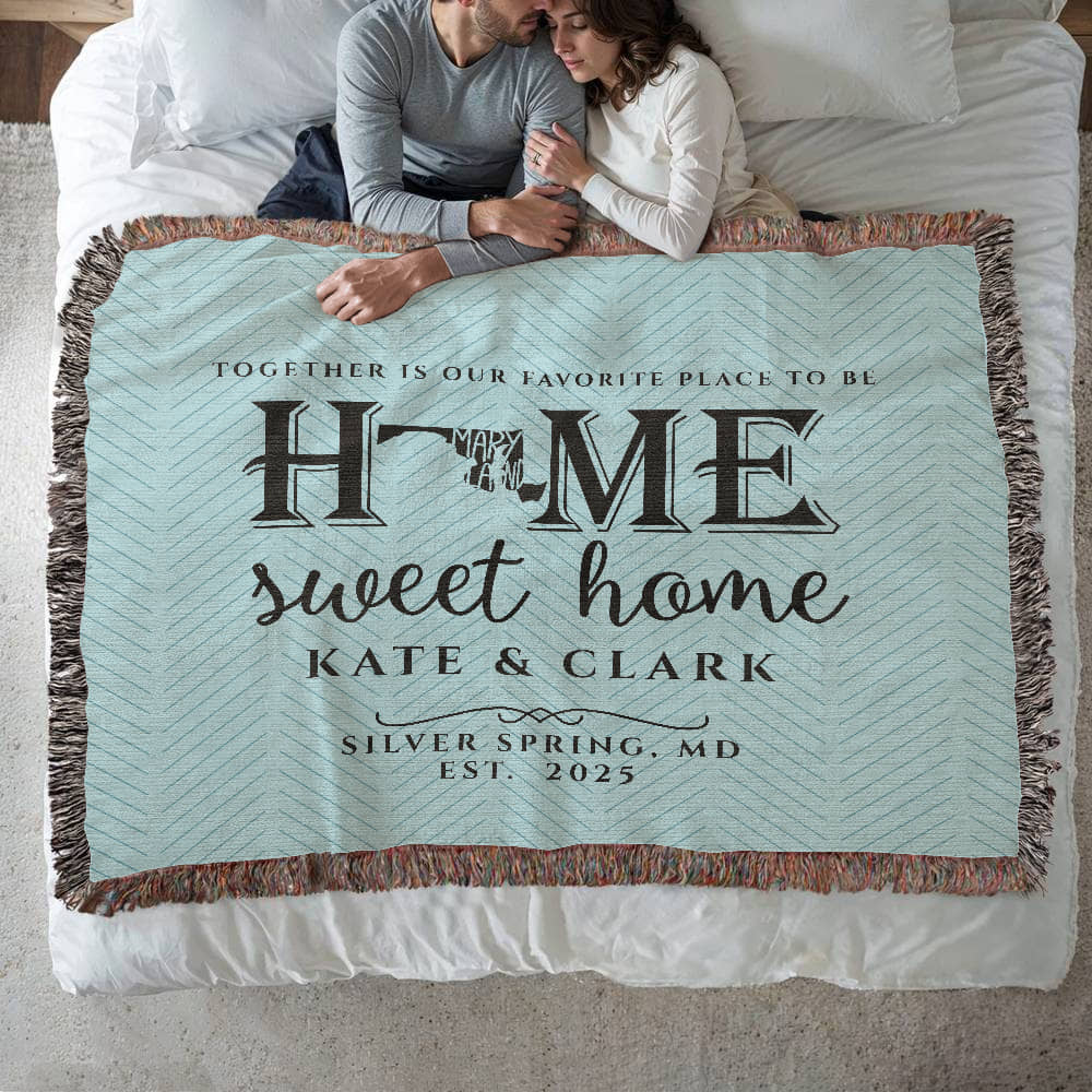 Personalized Maryland Woven Blanket – Custom Home State Throw with Name & Location
