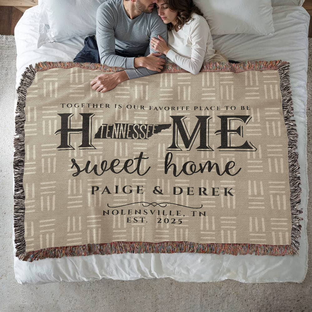 Personalized Tennessee State Woven Blanket – Custom Home Gift for Couples