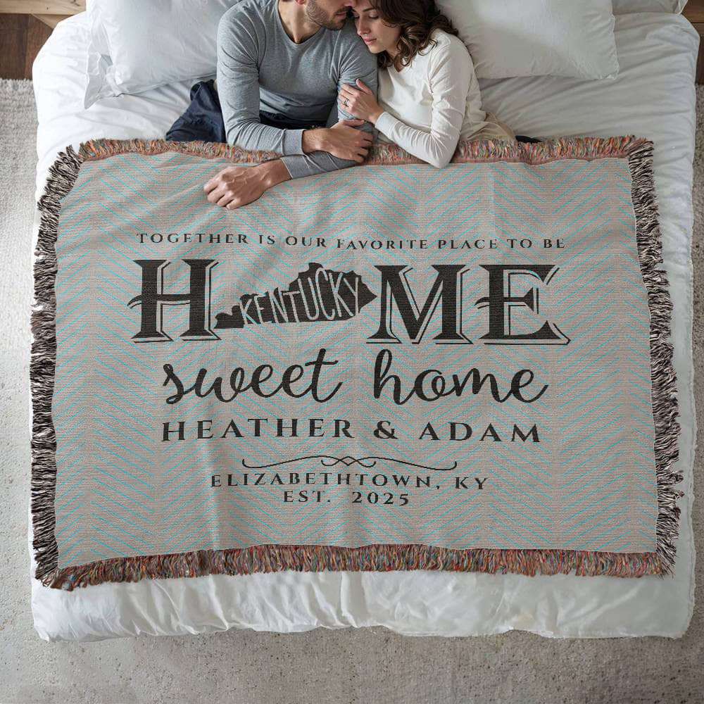 Personalized Kentucky Woven Blanket – Custom Home State Throw with Name & Location