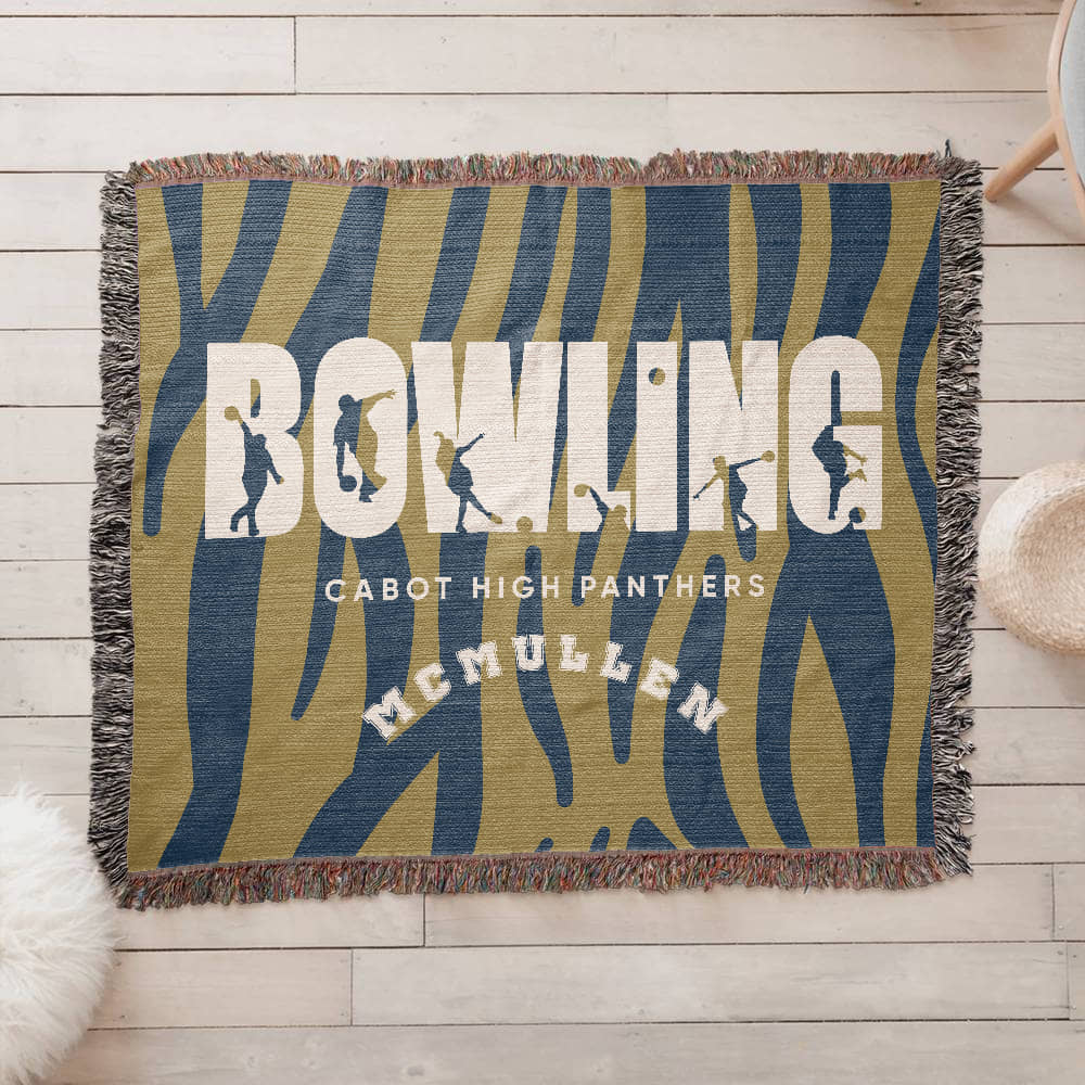 Personalized Bowling Woven Blanket Throw – Custom Bowler Gift
