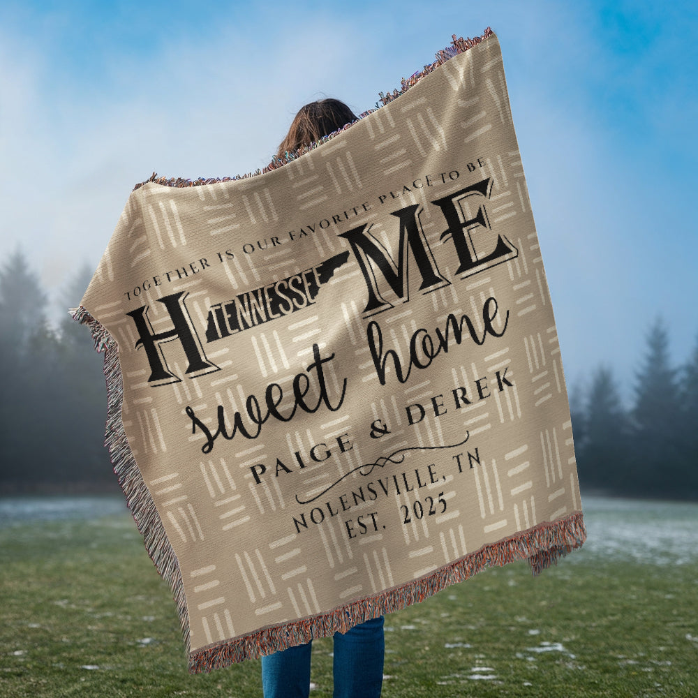 Personalized Tennessee State Woven Blanket – Custom Home Gift for Couples