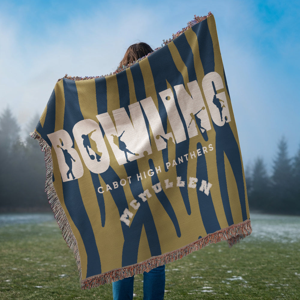 Personalized Bowling Woven Blanket Throw – Custom Bowler Gift