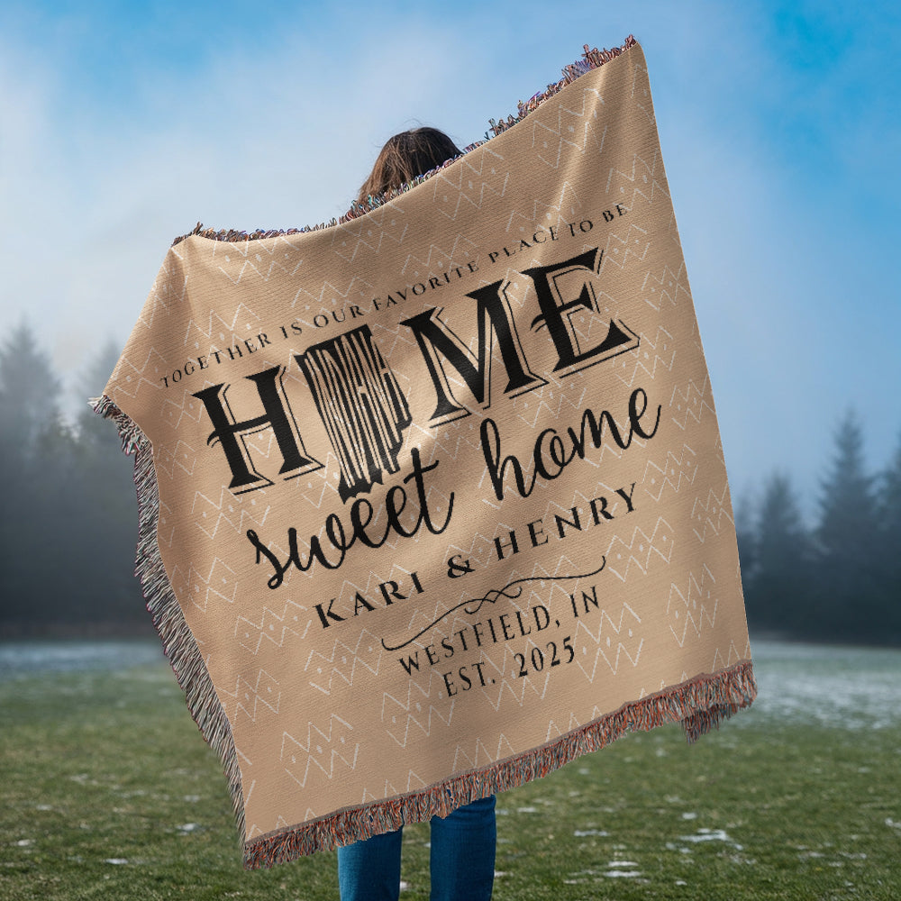 Personalized Indiana Woven Blanket – Custom Home State Throw with Name & Location