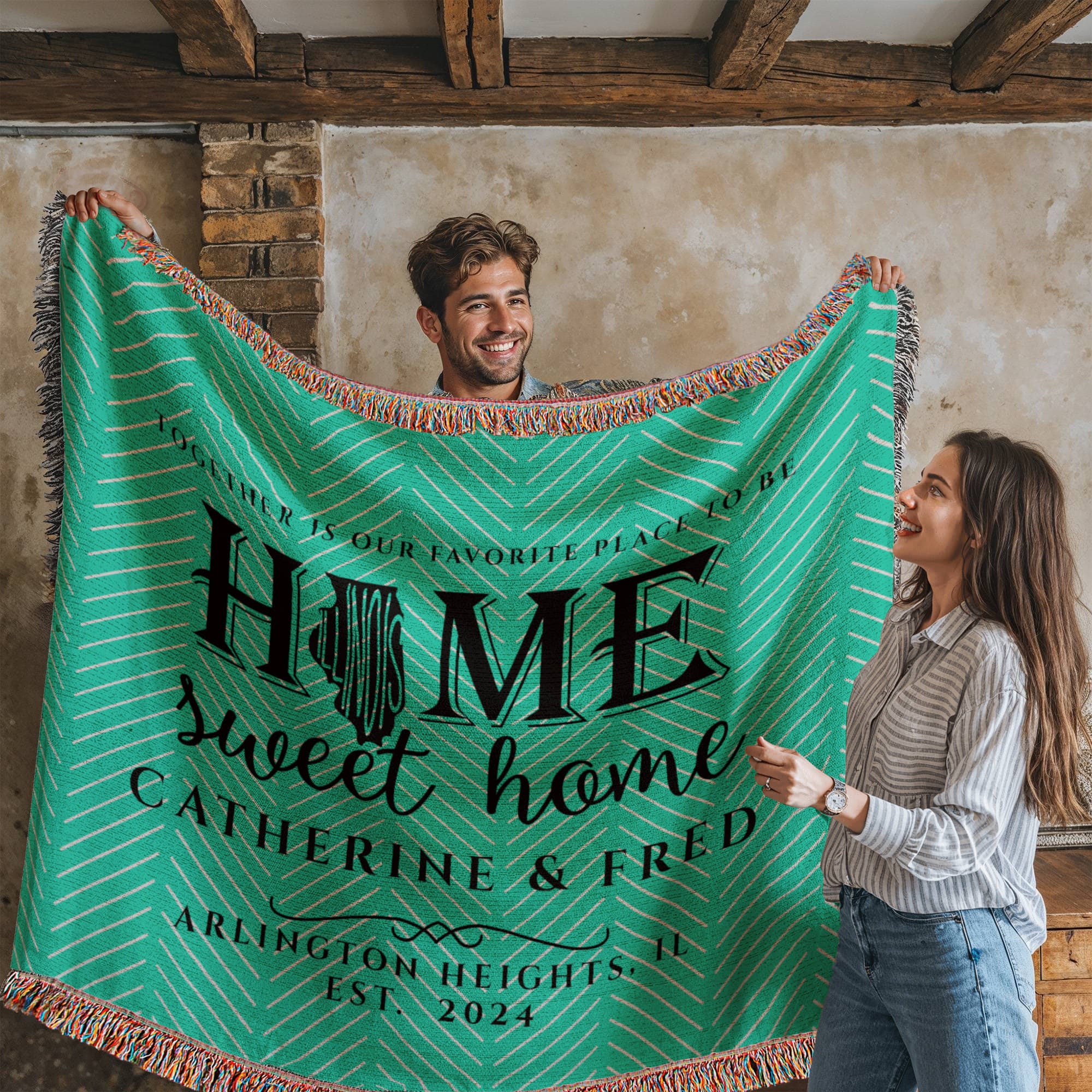 Personalized Illinois Woven Blanket – Custom Home State Throw with Name & Location