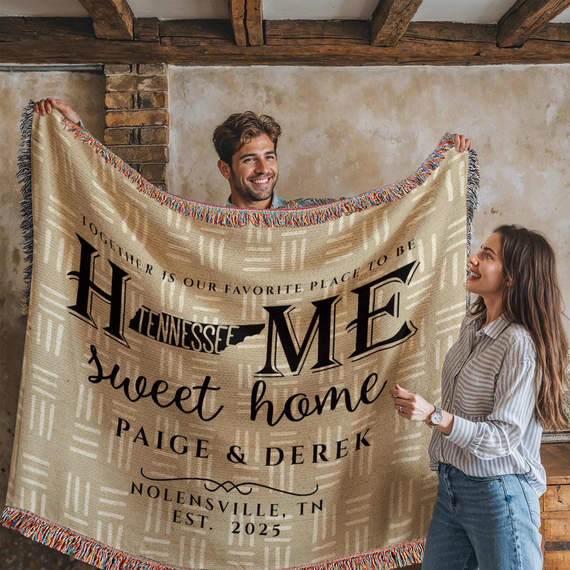 Personalized Tennessee State Woven Blanket – Custom Home Gift for Couples