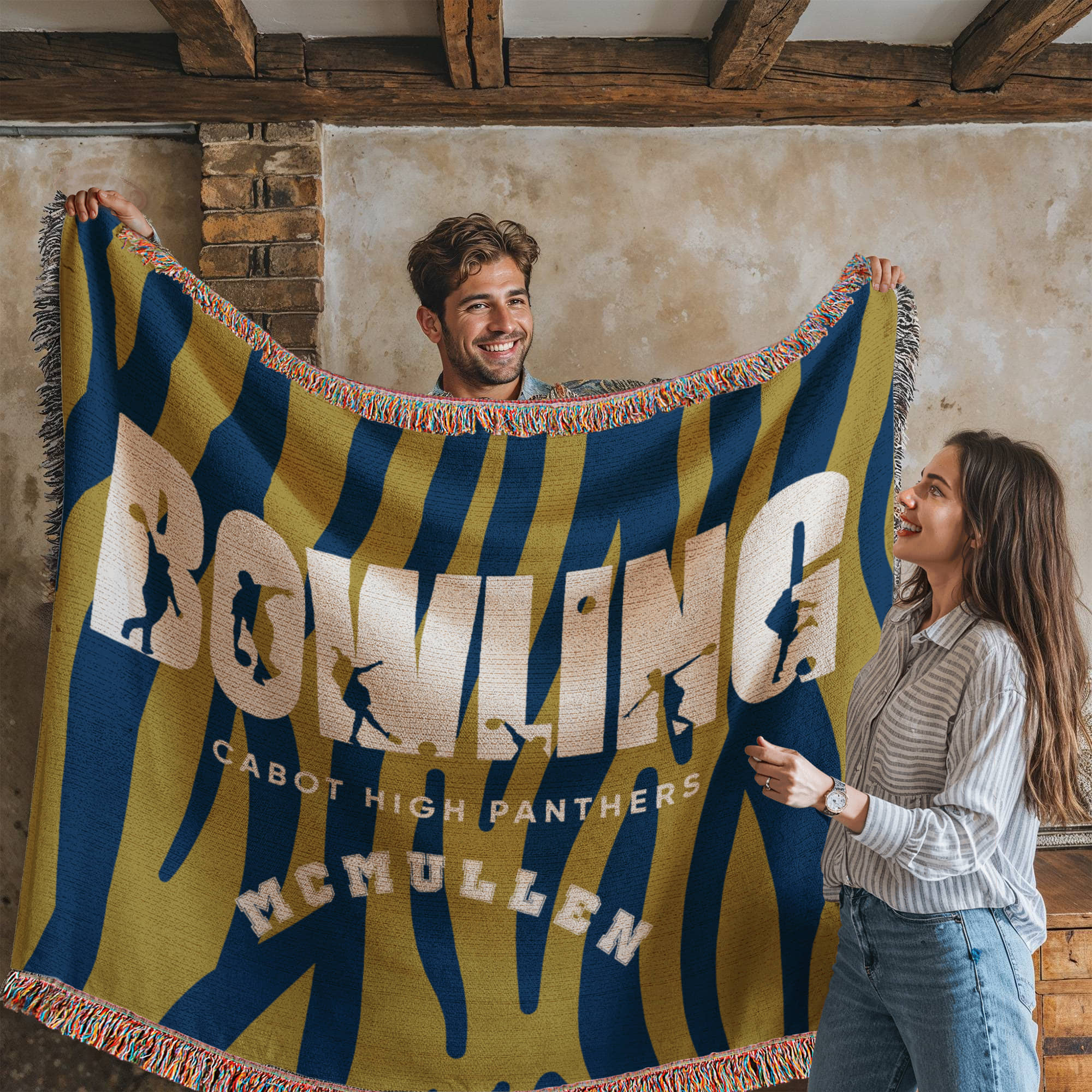 Personalized Bowling Woven Blanket Throw – Custom Bowler Gift