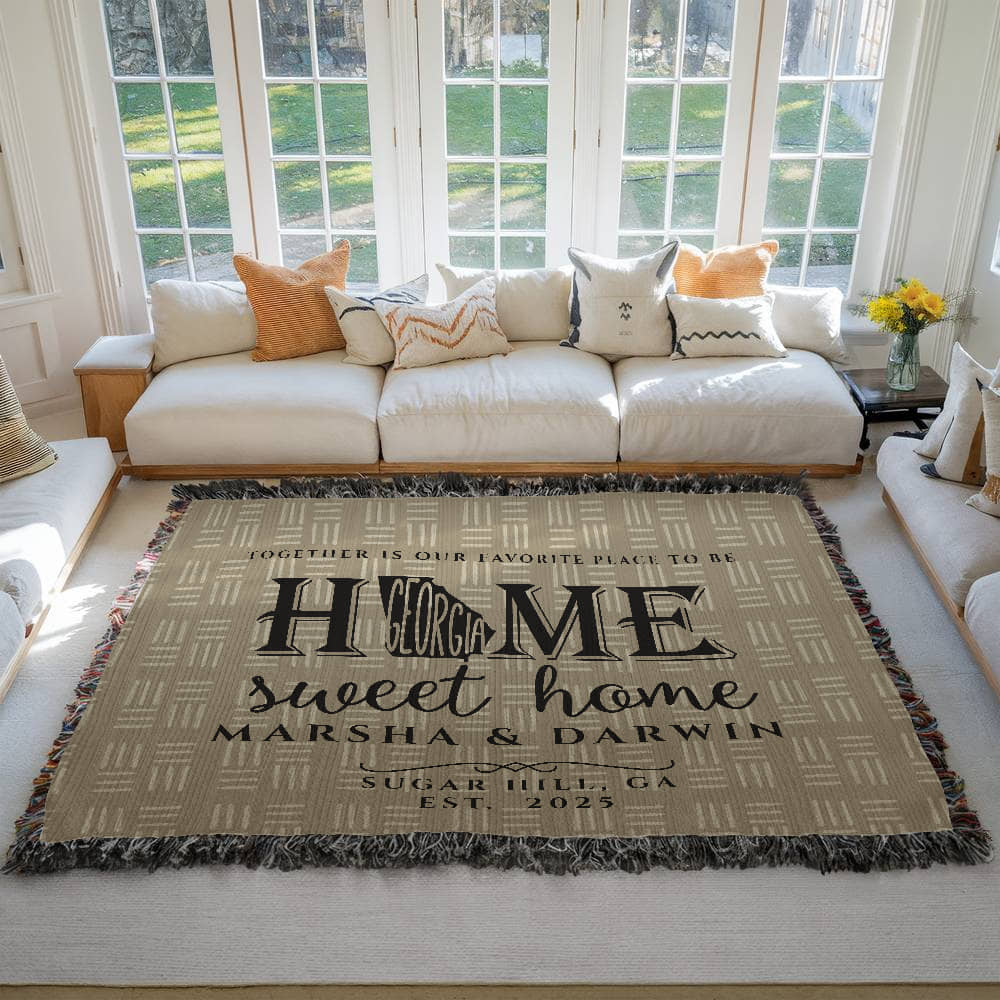 Personalized Georgia Woven Blanket – Custom Home State Throw with Name & Location
