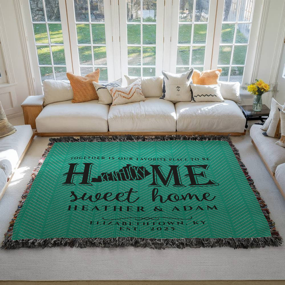 Personalized Kentucky Woven Blanket – Custom Home State Throw with Name & Location
