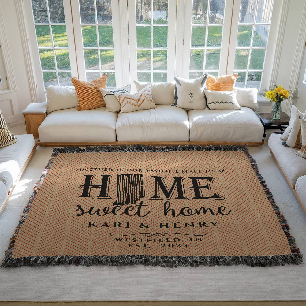 Personalized Indiana Woven Blanket – Custom Home State Throw with Name & Location