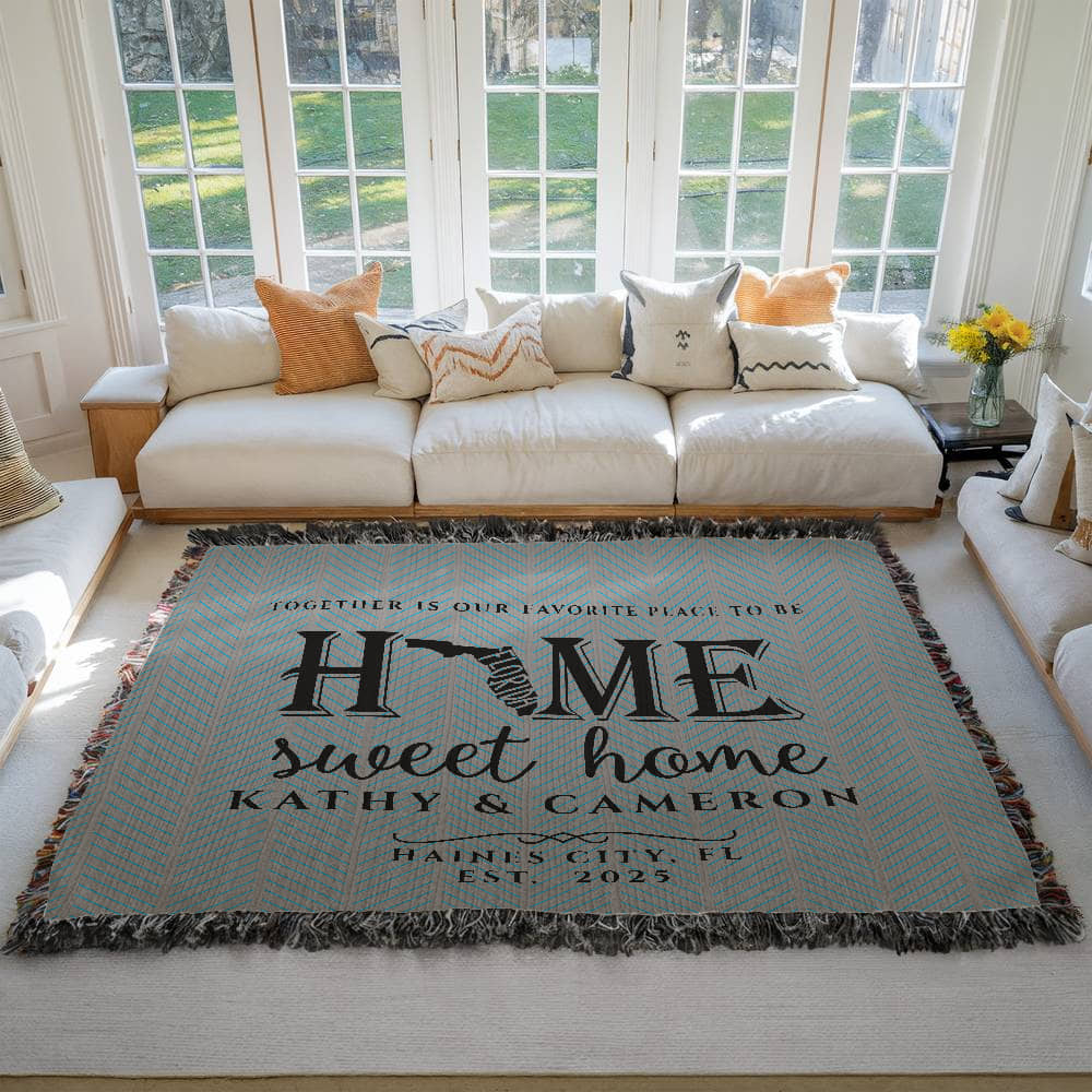Personalized Florida Woven Blanket – Custom Home State Throw with Name & Location