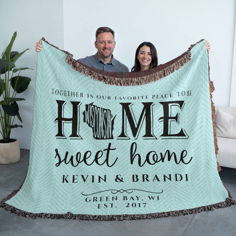 Personalized Wisconsin State Woven Blanket – Custom Home Throw for Couples