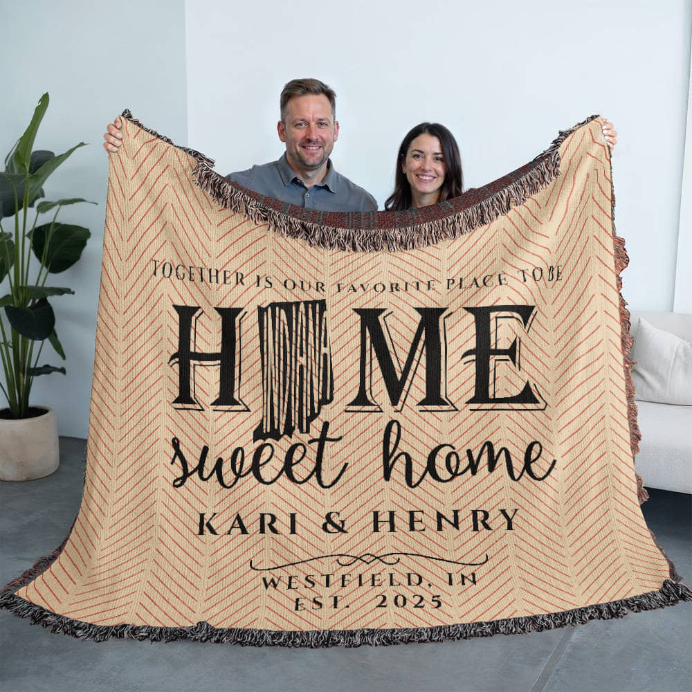 Personalized Indiana Woven Blanket – Custom Home State Throw with Name & Location