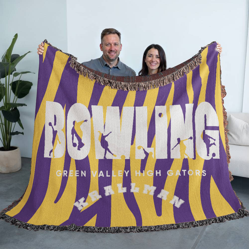 Personalized Bowling Woven Blanket Throw – Custom Bowler Gift