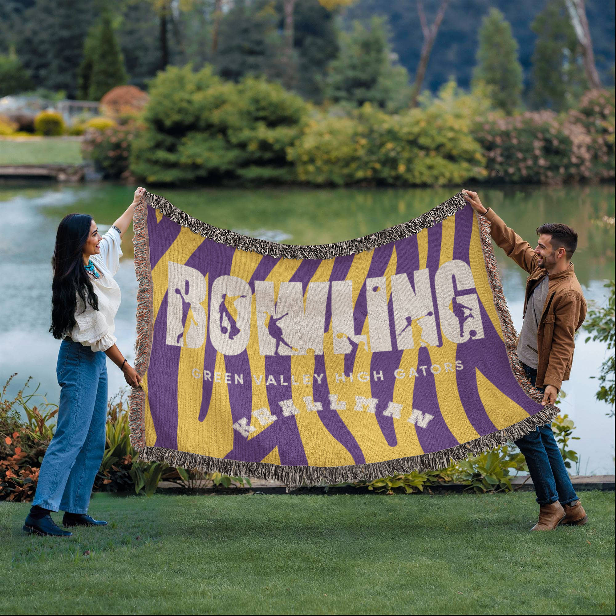 Personalized Bowling Woven Blanket Throw – Custom Bowler Gift