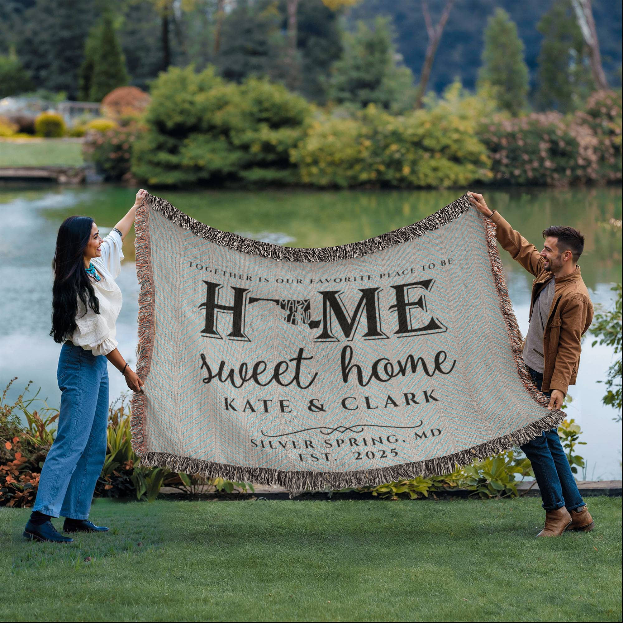 Personalized Maryland Woven Blanket – Custom Home State Throw with Name & Location