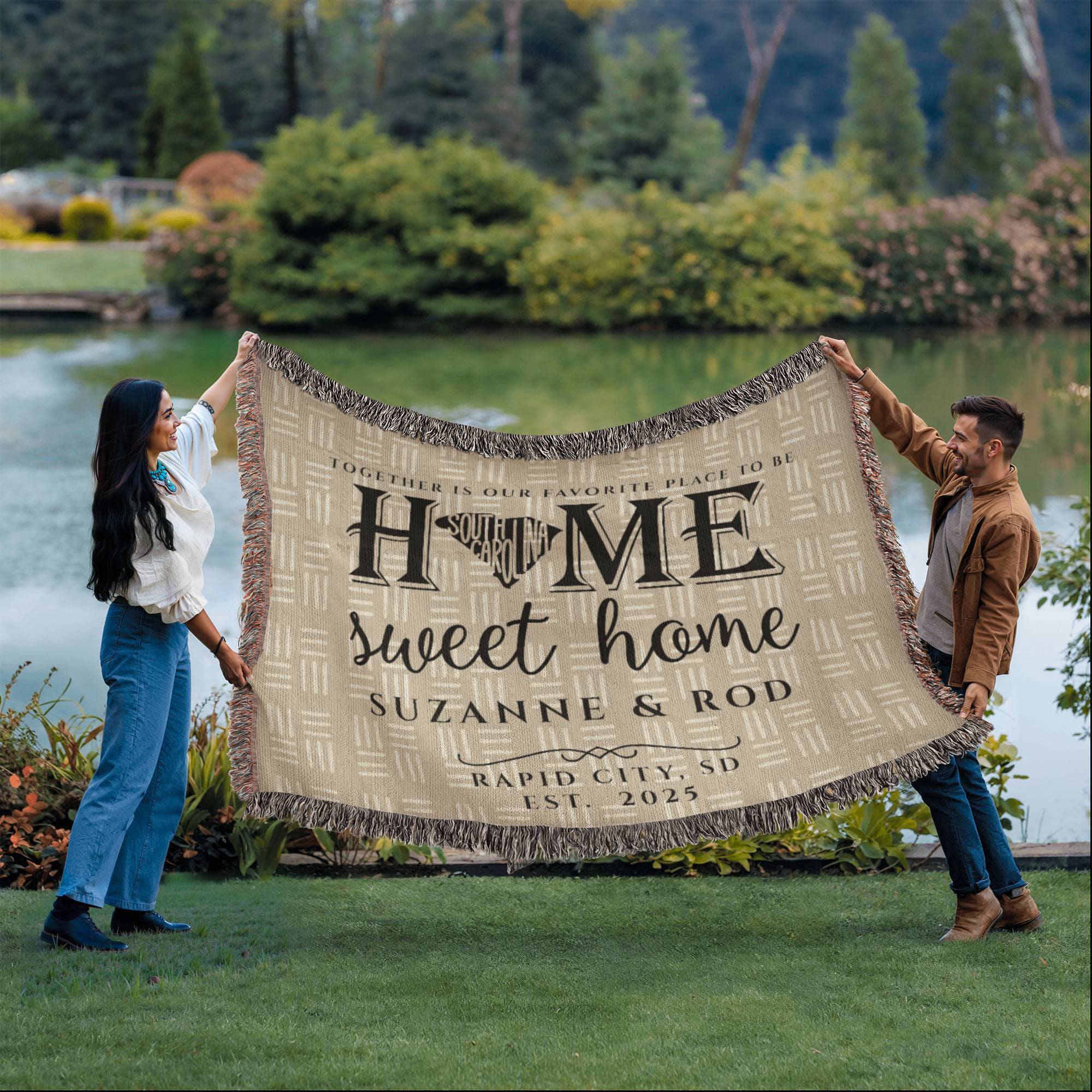 Personalized South Dakota State Woven Blanket – Custom Home Gift for Couples