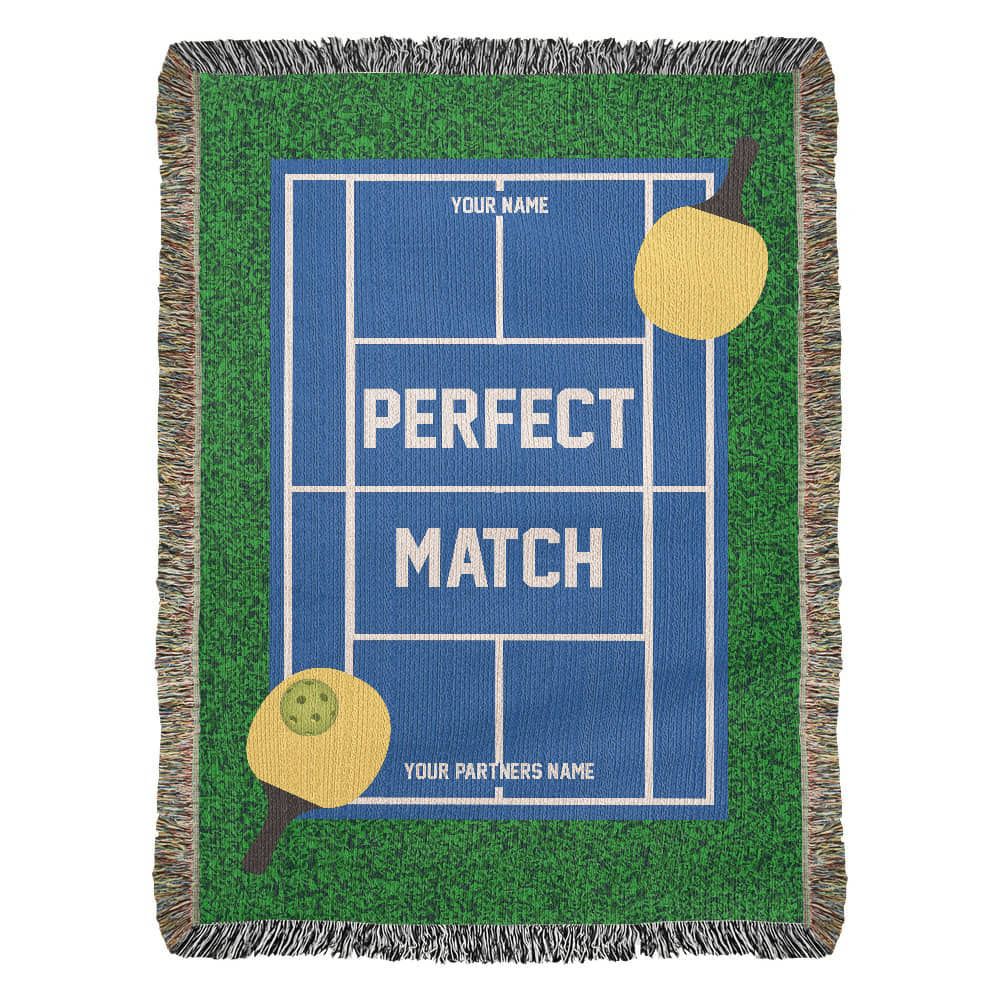 Personalized Pickleball Woven Blanket Couples Pickleball Gift Custom Throw