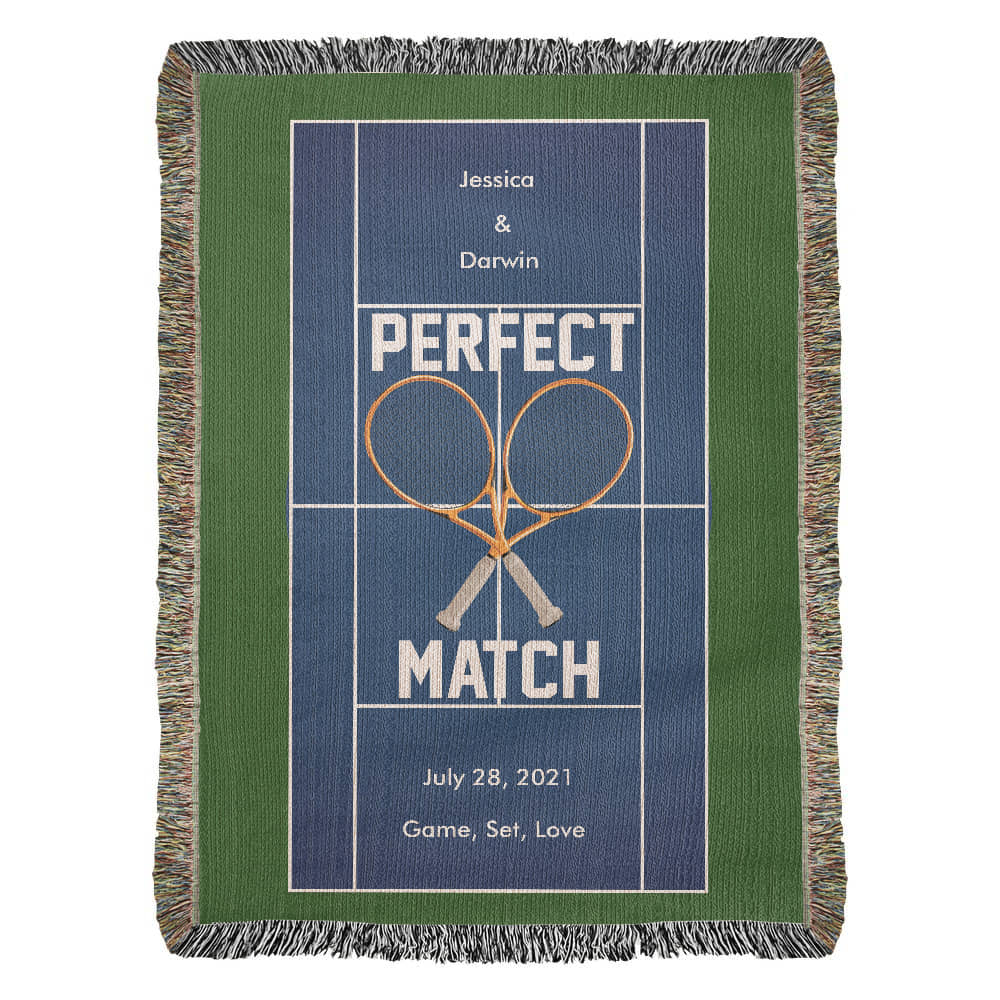 Personalized Tennis Woven Blanket Couples Tennis Gift Custom Throw