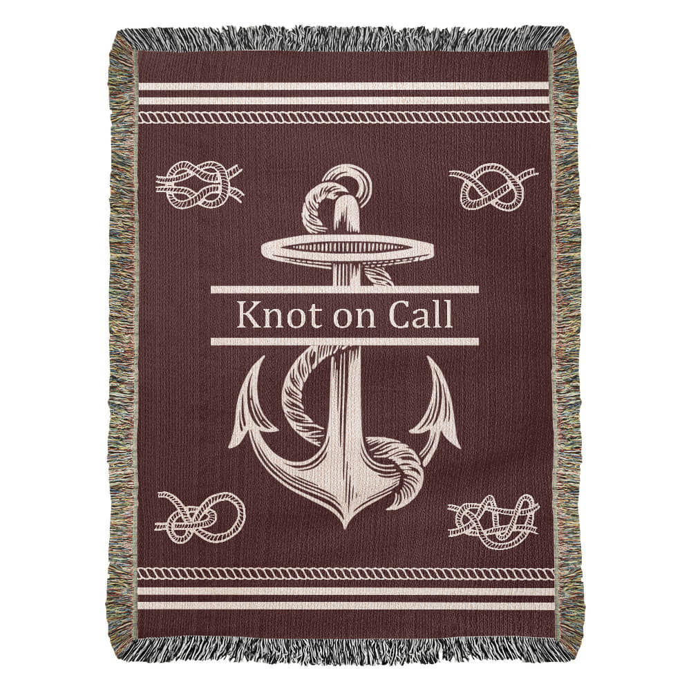Personalized Nautical Knots Woven Blanket Custom Boat Name Throw
