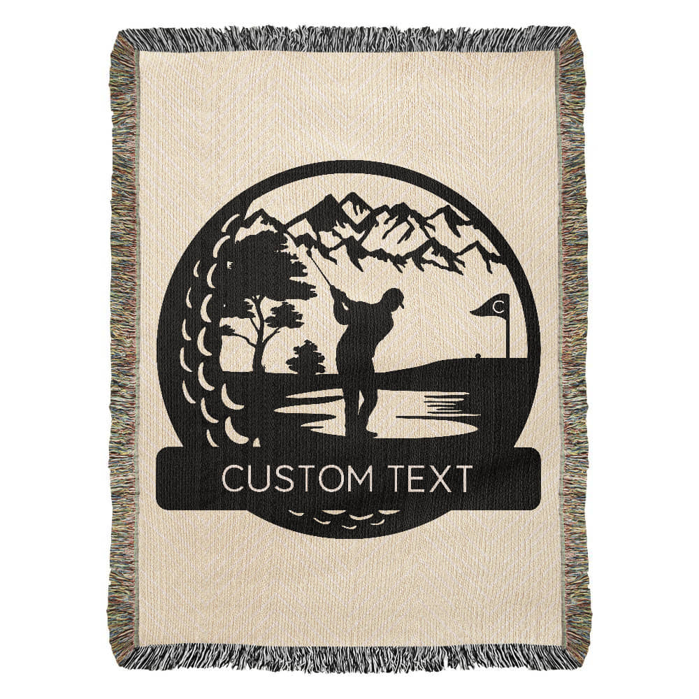 Personalized Boy Golf Player Woven Blanket Throw Monogram – Custom Athlete Gift