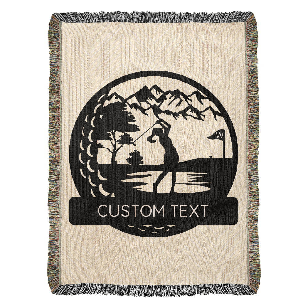 Personalized Girl Golf Player Woven Blanket Throw Monogram – Custom Athlete Gift