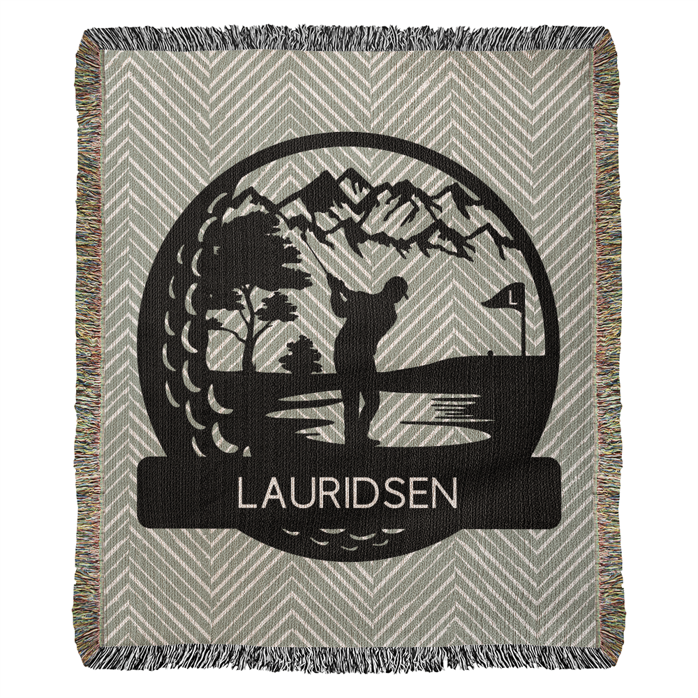 Personalized Boy Golf Player Woven Blanket Throw Monogram – Custom Athlete Gift