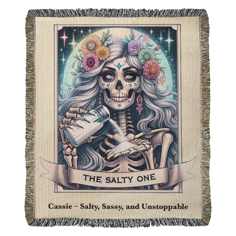 Personalized The Salty One Tarot Card Woven Blanket Custom Sassy Gift Throw