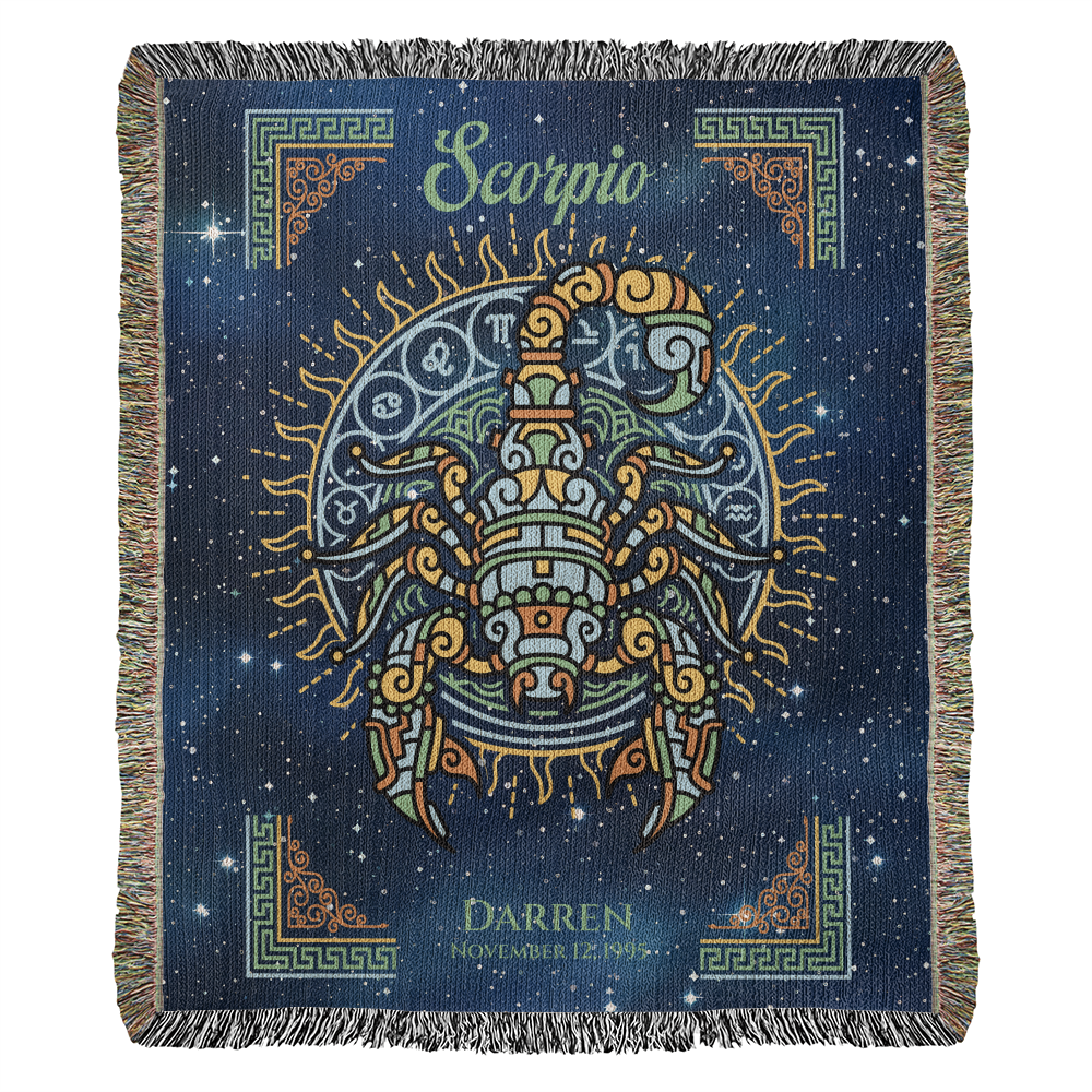 Personalized Scorpio Zodiac Woven Blanket Astrology Gift Custom Throw