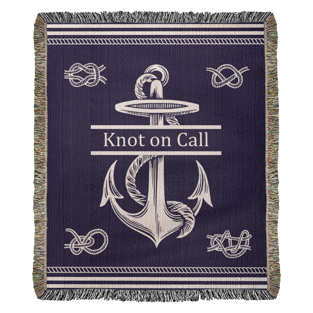 Personalized Nautical Knots Woven Blanket Custom Boat Name Throw