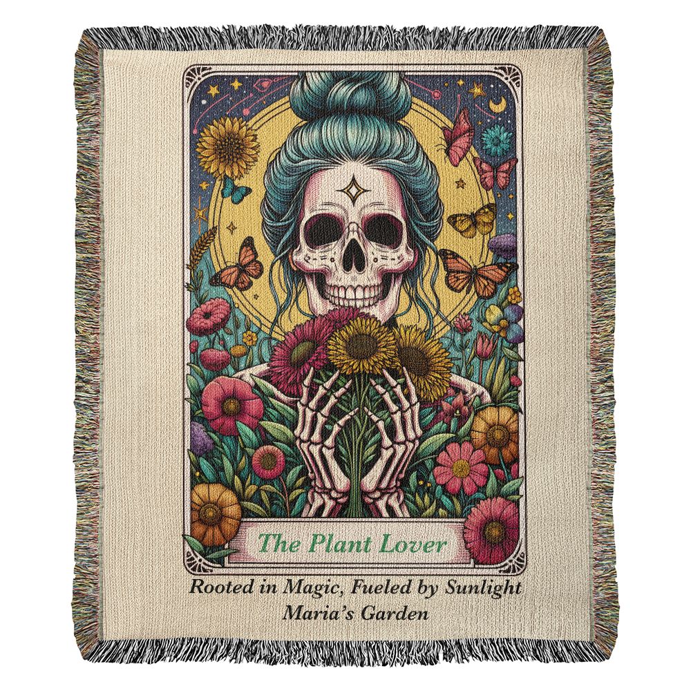 Personalized Plant Lover Tarot Card Woven Blanket Custom Garden Gift Throw