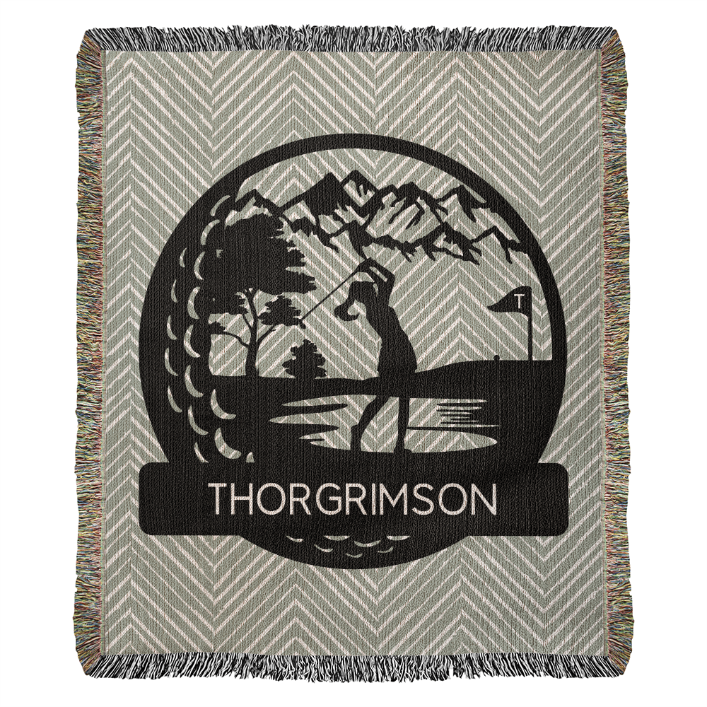 Personalized Girl Golf Player Woven Blanket Throw Monogram – Custom Athlete Gift