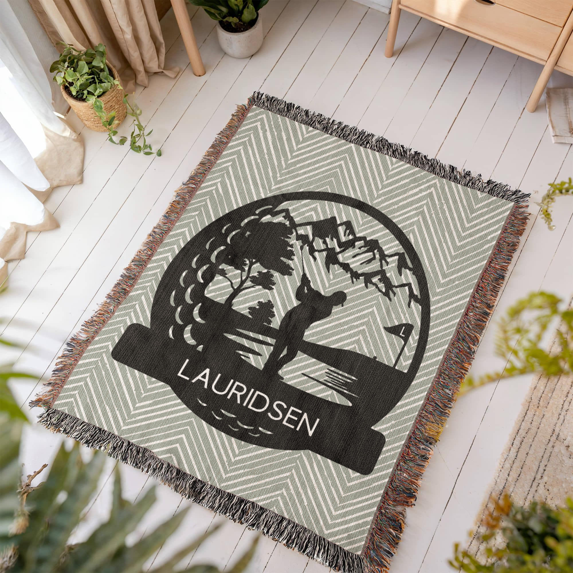 Personalized Boy Golf Player Woven Blanket Throw Monogram – Custom Athlete Gift