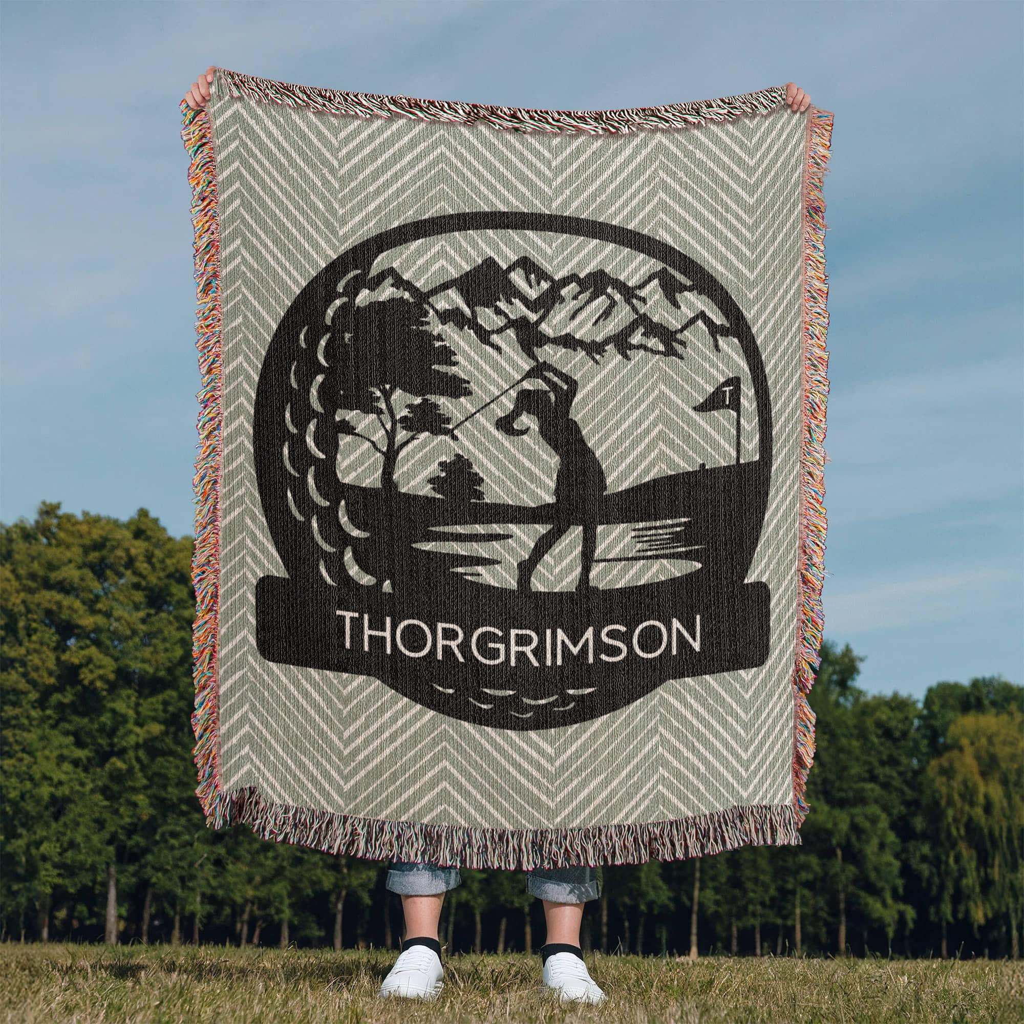 Personalized Girl Golf Player Woven Blanket Throw Monogram – Custom Athlete Gift