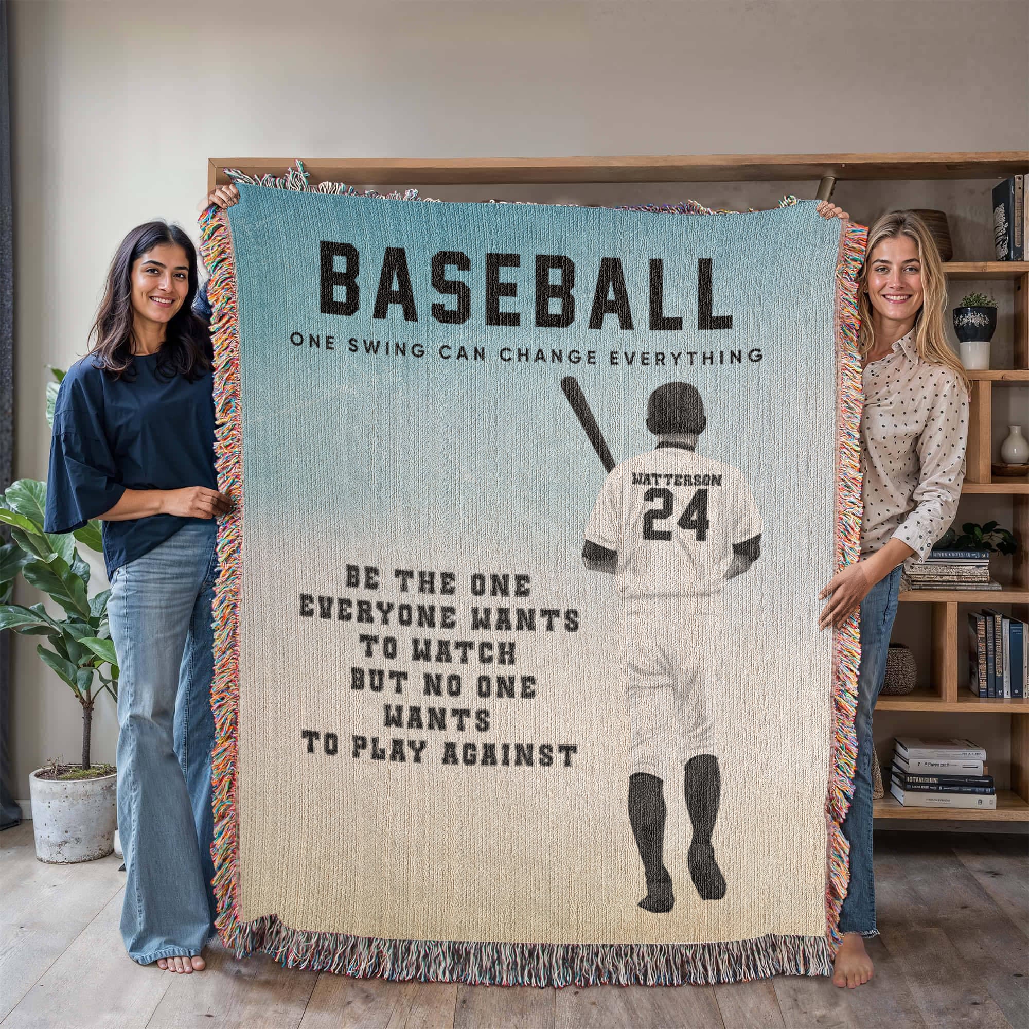 Personalized Baseball Woven Blanket Boys Baseball Gift Custom Throw