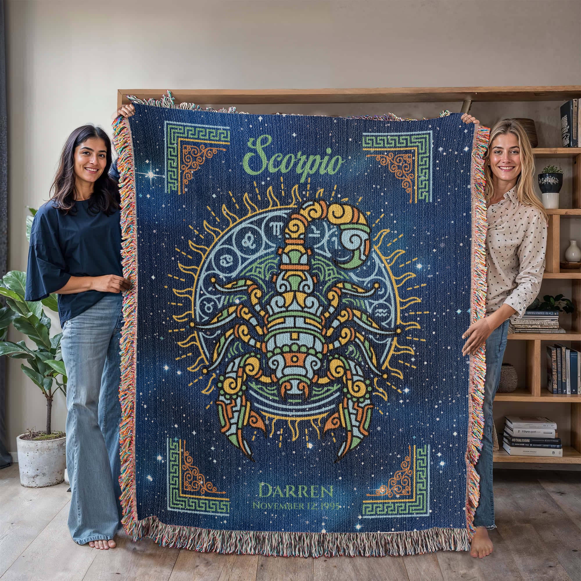 Personalized Scorpio Zodiac Woven Blanket Astrology Gift Custom Throw