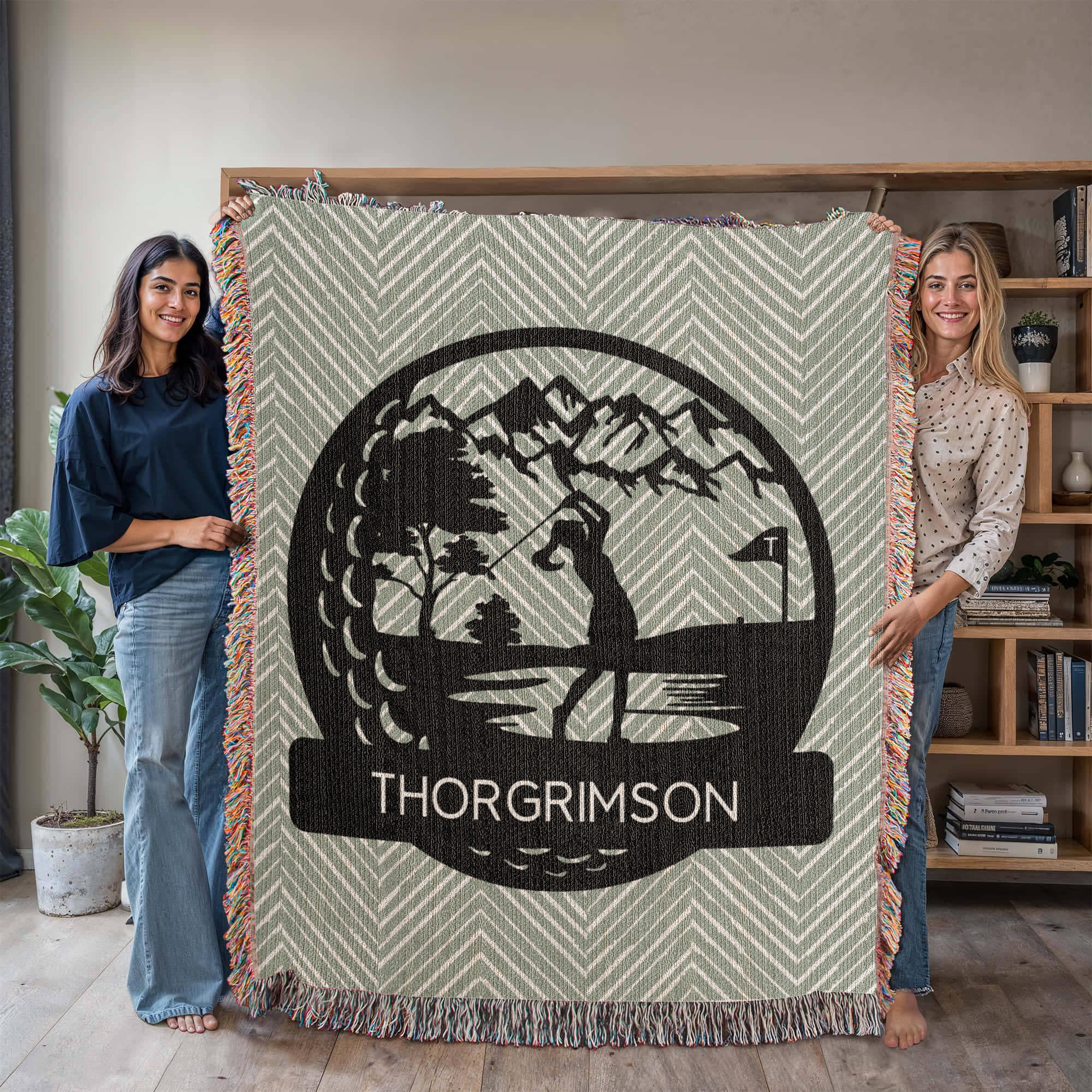 Personalized Girl Golf Player Woven Blanket Throw Monogram – Custom Athlete Gift