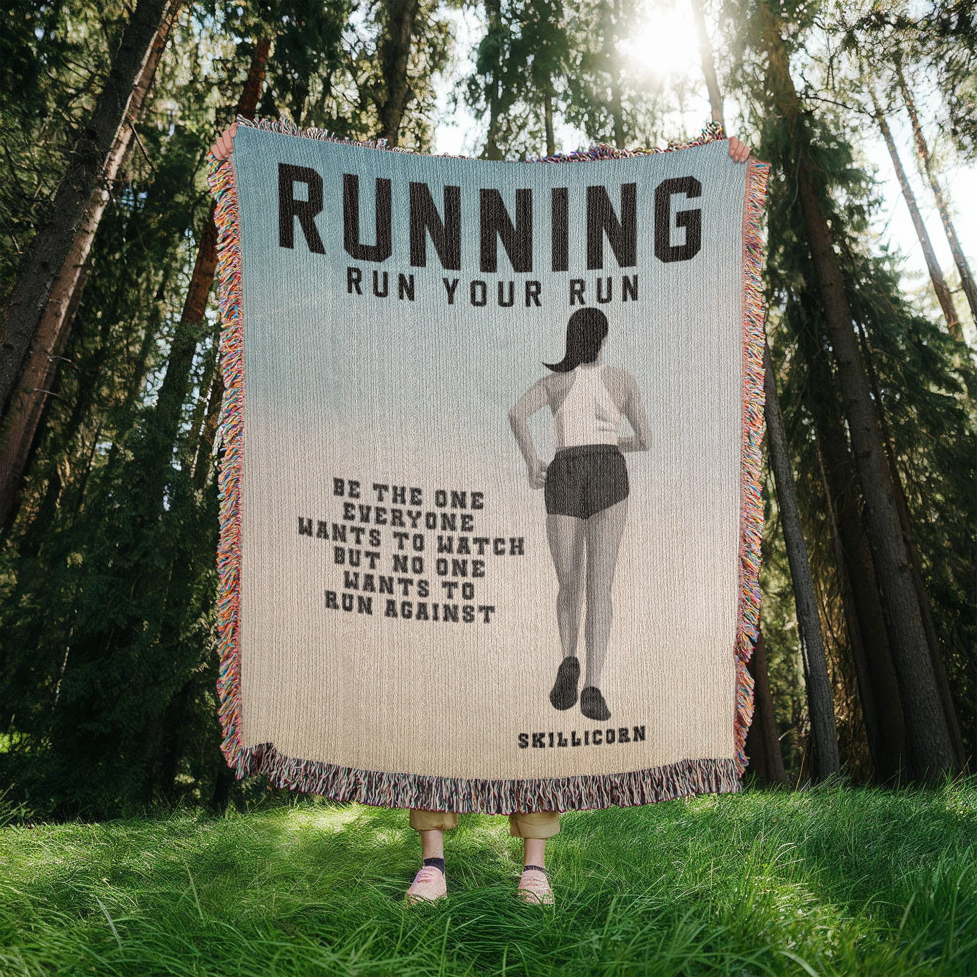 Personalized Girls Running Woven Blanket Custom Runner Gift Throw